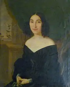 Hortense Poelaert (1815-1900), épouse d'Eugène van Dievoet (1804-1858), sœur de l'architecte Joseph Poelaert (portrait par Ignace Brice, 1840).