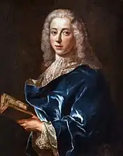 Portait d'un homme au manteau bleu tenant un livre François de Troy