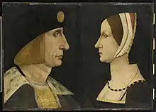 Peinture représentant un couple vu en buste et face à face.