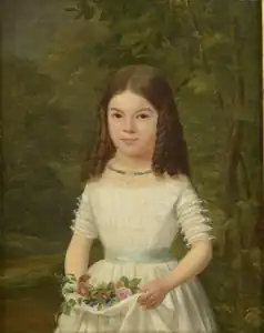 Portrait d'une fillette à la gerbe de fleurs. Probable Portrait d'une demoiselle dans un fonds de paysage (1815), localisation inconnue.