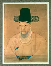 Portrait de Cho Man-Yong. 1845. Yi Han-ch'ol (1808-?). Couleurs sur papier, H. 51 cm. Musée Guimet
