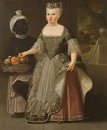 Portrait de Marie-Anne Grellier avec sa Négrillonne, par Chanteloub, 1721.