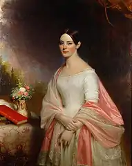 Portrait de Catherine Lyman Delano, détail, 1843, huile sur toile.