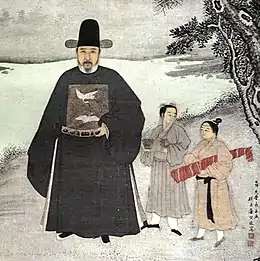 Portrait Ming du mandarin Jiang Shunfu, fin XVe siècle.