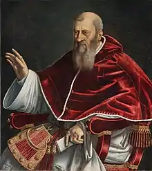 Portrait du pape Jules III peint par Girolamo Siciolante da Sermoneta.