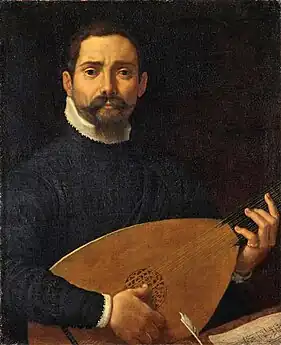 Portrait d'un joueur de luth par Annibale Carracci, c. 1600 (Dresden)
