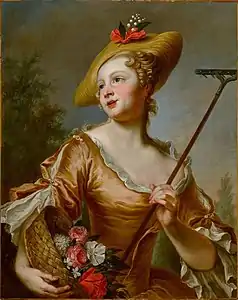 Portrait de femme avec un chapeau de paille.
