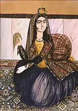 Mirza Gadim Iravani – portrait d’une femme assise, 1870