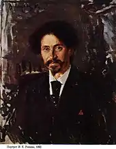 Portrait d'un homme brun, moustache et barbiche.