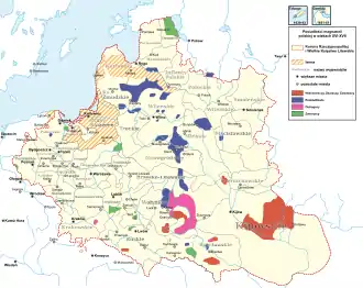 Carte des domaines des principaux magnats polonais.