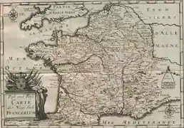 Carte des routes à travers la France, pour 1703.