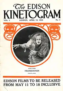 affiche de la première adaptation cinématographique de Frankenstein en 1910