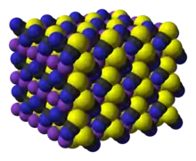 Image de synthèse de la structure du thiocyanate de potassium.
