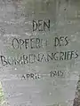 Stèle : LES VICTIMES DE L'ATTENTAT A LA BOMBE D'AVRIL 1945