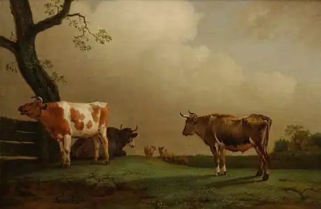 Exemple de campagne environnante de Delft :Paulus Potter, La Prairie (1652, musée du Louvre).