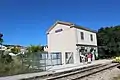 La gare de Pourcieux, point de départ et de retour du vélorail de la Sainte-Baume, tronçon Pourcieux-Saint-Maximin.