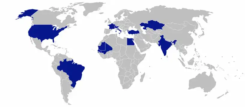 Carte 12 pays où vicat est présent