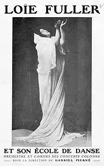 Programme des Concerts Colonne pour le spectacle de Loïe Fuller sous la direction de Gabriel Pierné en 1914.
