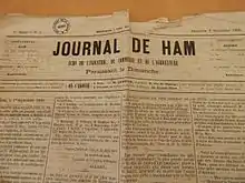 Première édition du Journal de Ham, le dimanche 2 septembre 1866