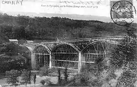 Le pont de Pyrimont en construction, en 1905.