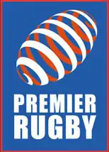 Logo sur fond bleu représentant un ballon de rugby