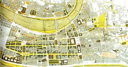 Plan des améliorations réalisées ou projetées dans le centre de la ville de Lyon (1863)