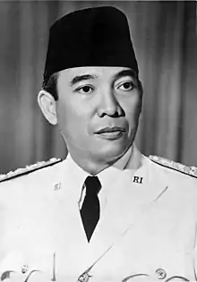 Soekarno en tant que président de la nouvelle République d'Indonésie.