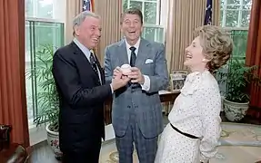 Avec Ronald et Nancy dans le Bureau ovale de la Maison-Blanche (1981)