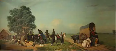 Prilidiano Pueyrredón (Argentine) Un alto en el campo (« Un arrêt à la campagne », 1861, Musée national des Beaux-Arts).