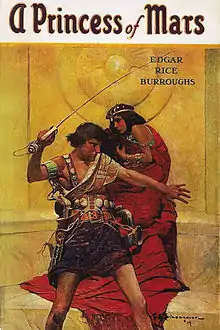 John Carter et Dejah Thoris dessinés par Frank Schoonover pour la première édition d'Une princesse de Mars d'Edgar Rice Burroughs (éditions McClurg, 1917).