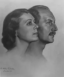 Visages de profil d'un homme et d'une femme