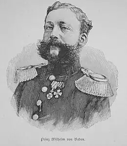 gravure noir et blanc : portrait d'un homme barbu en grand uniforme