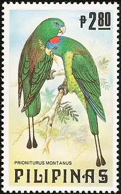 Description de l'image Prioniturus montanus 1984 stamp of the Philippines.jpg.