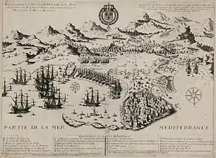 Gravure d'époque représentant le débarquement français à Djidjelli