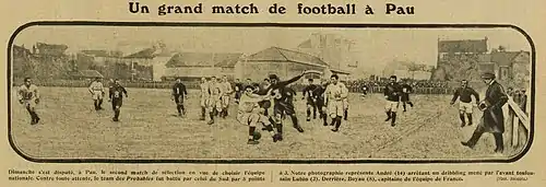 Rencontre entre deux sélections de joueurs de l'équipe de France de rugby à XV (Probables vs Sud) (Stade de la Croix du Prince 07-12-1913)