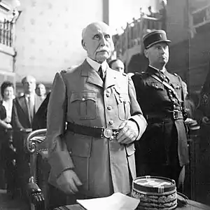 Philippe Pétain durant son procès en juillet 1945.