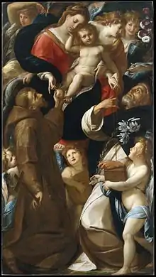 La Vierge à l'Enfant avec saint François et saint Dominique.