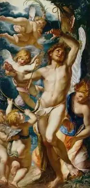 Saint Sébastien secouru par les anges.