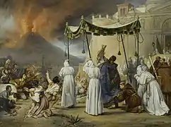 La Procession des reliques de saint Janvier pour protéger Naples lors de l'éruption du Vésuve de 1822.