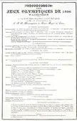 Une feuille avec une colonne titrée "Jeux olympiques de 1896"