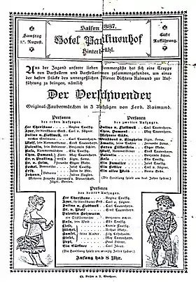 Affiche pour une représentation en Autriche en 1887