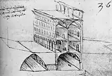 Dessin représentant une vue en coupe d'un immeuble et son sous-sol.
