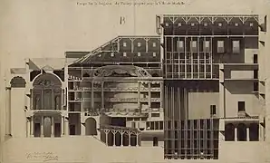 Plans originaux du Grand-Théâtre - 1784Coupe sur la longueur du théâtre.