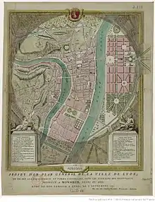Projet d'un plan général de la ville de Lyon, et de son agrandissement, en forme circulaire, dans les terrains des Brotteaux, 1775