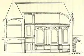 Projet non définitif de coupe de la chapelle de Meudon. Dessin de Jules Hardouin-Mansart, 1701. AN.