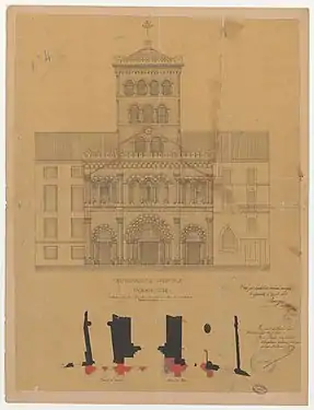 Projet d'Alfred Berruyer: façade (1863) (Archives nationales).