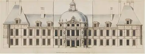 Projet non réalisé de Louis Le Vau pour le pavillon central du Château-Vieux de Meudon. Vers 1655.