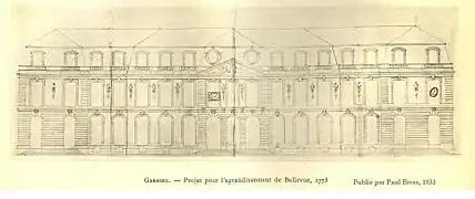 Projet d'agrandissement de Bellevue, non réalisé. Ange-Jacques Gabriel, vers 1766.