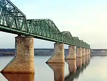 Pont du chemin de fer au dessus de la rivière Kama et Perm, 1910.