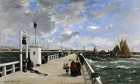 Joseph Alfred Bellet du Poisat, Promeneurs sur la jetée de Trouville-sur-Mer (1877).